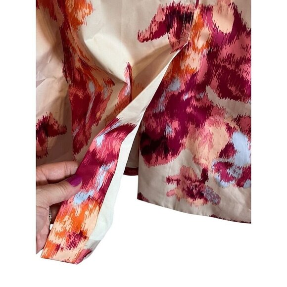 Chicos Jacket Women 2XL Pink Trench Raincoat Knee Length Tie Dye Neutral Artsy - Picture 9 of 15